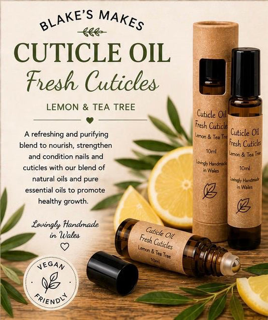 Natural Cuticle Oil | Fresh Cuticles | Lemon & Tea Tree Nail Oil | Vegan Nail Care | Handmade in Wales