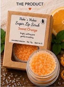 Sweet Orange Sugar Lip Scrub | Vegan Lip Exfoliator | Natural Citrus Lip Care | Handmade Skincare |