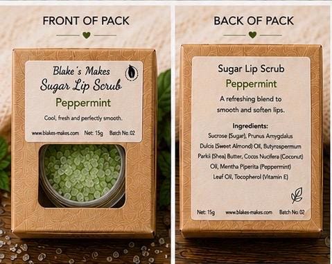 Peppermint Sugar Lip Scrub | Vegan Lip Exfoliator | Natural Citrus Lip Care | Handmade Skincare |