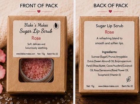 Rose Sugar Lip Scrub | Vegan Lip Exfoliator | Natural Citrus Lip Care | Handmade Skincare |