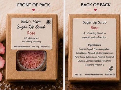 Rose Sugar Lip Scrub | Vegan Lip Exfoliator | Natural Citrus Lip Care | Handmade Skincare |
