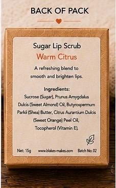 Warm Citrus Sugar Lip Scrub | Vegan Lip Exfoliator | Natural Citrus Lip Care | Handmade Skincare |