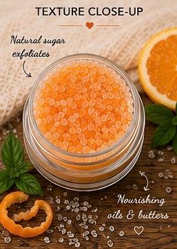 Warm Citrus Sugar Lip Scrub | Vegan Lip Exfoliator | Natural Citrus Lip Care | Handmade Skincare |