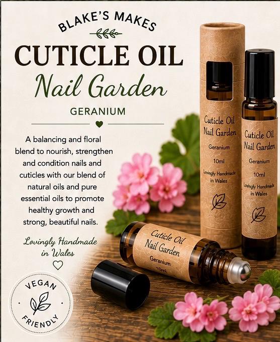 Natural Cuticle Oil | Nail Garden | Geranium Nail Oil | Vegan Cuticle Treatment | Handmade in Wales