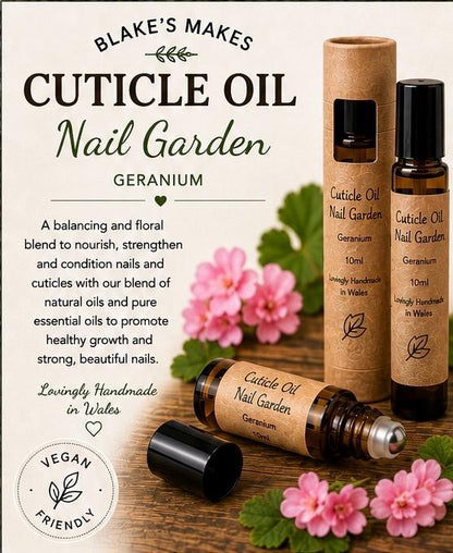 Natural Cuticle Oil | Nail Garden | Geranium Nail Oil | Vegan Cuticle Treatment | Handmade in Wales