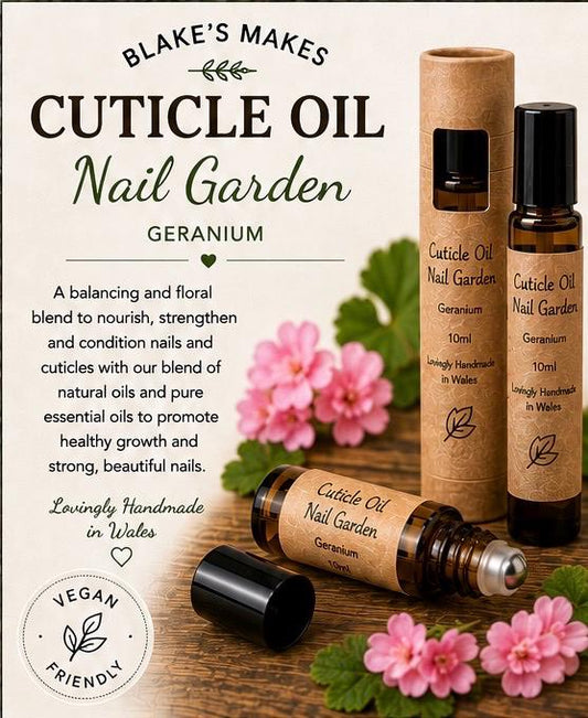 Natural Cuticle Oil | Nail Garden | Geranium Nail Oil | Vegan Cuticle Treatment | Handmade in Wales
