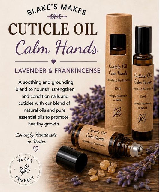 Natural Cuticle Oil | Calm Hands | Lavender & Frankincense Nail Oil | Vegan Cuticle Treatment | Handmade in Wales