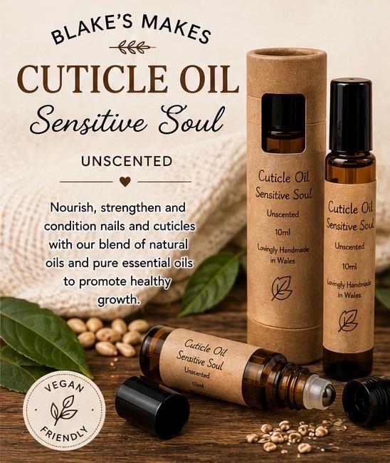 Natural Cuticle Oil | Sensitive Soul | Unscented Nail & Cuticle Oil | Vegan Nail Care | Roller Bottle | Handmade in Wales