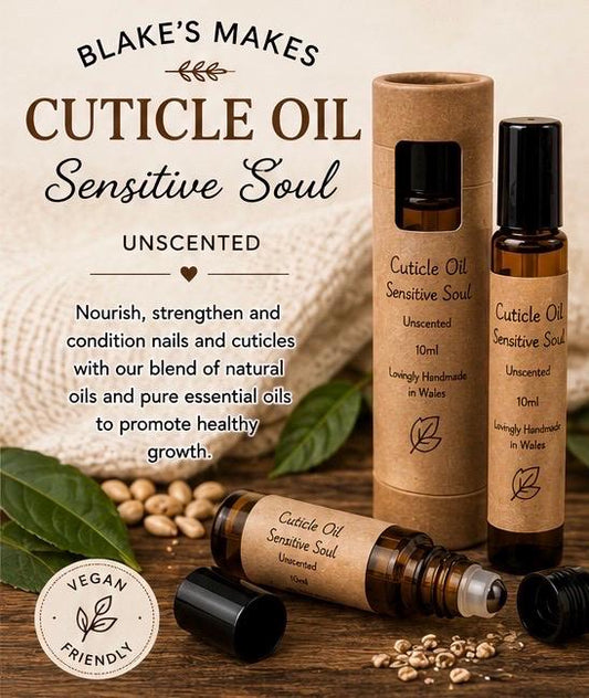 Natural Cuticle Oil | Sensitive Soul | Unscented Nail & Cuticle Oil | Vegan Nail Care | Roller Bottle | Handmade in Wales