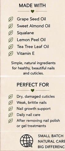 Natural Cuticle Oil | Fresh Cuticles | Lemon & Tea Tree Nail Oil | Vegan Nail Care | Handmade in Wales