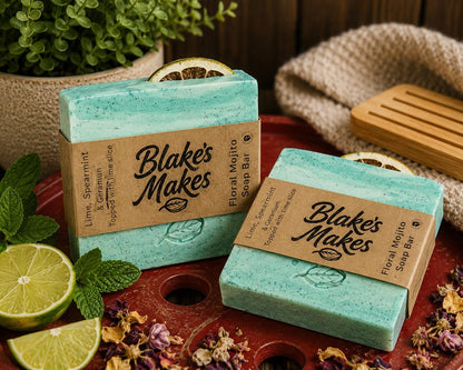 Floral Mojito Handmade Soap | Lime Spearmint Geranium Soap | Handmade in Wales