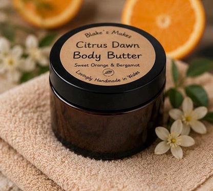 Citrus Dawn Body Butter 90g | Sweet Orange & Bergamot | Essential Oil Body Butter | Vegan Skincare | Handmade in Wales | Gift for Her