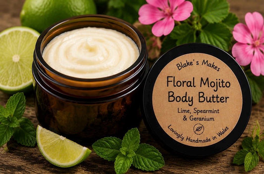 Floral Mojito Body Butter 90g | Lime Spearmint & Geranium | Essential Oil Body Butter | Vegan Skincare | Handmade in Wales