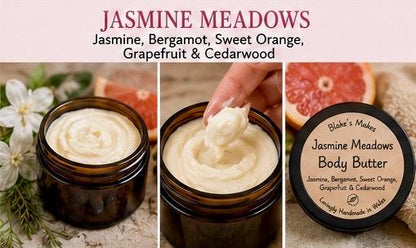 Jasmine Meadows Body Butter 90g | Jasmine Bergamot & Citrus Essential Oils | Vegan Body Butter | Handmade Welsh Skincare Gift