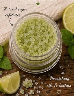 Lime Sugar Lip Scrub – Fresh Citrus Lip Exfoliator, Natural Vegan Lip Care, 15g|