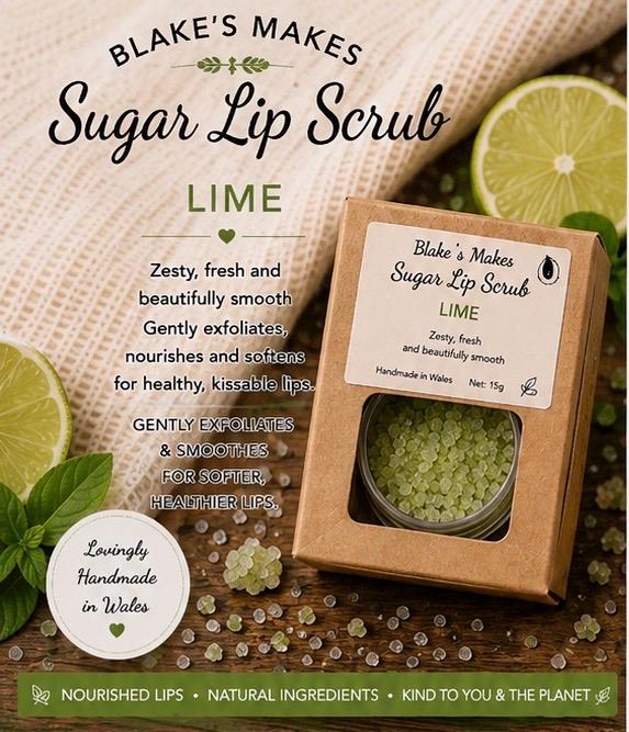 Lime Sugar Lip Scrub – Fresh Citrus Lip Exfoliator, Natural Vegan Lip Care, 15g|