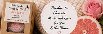 Grapefruit Sugar Lip Scrub – Fruity Lip Exfoliator, Natural Vegan Lip Care, Handmade Gift