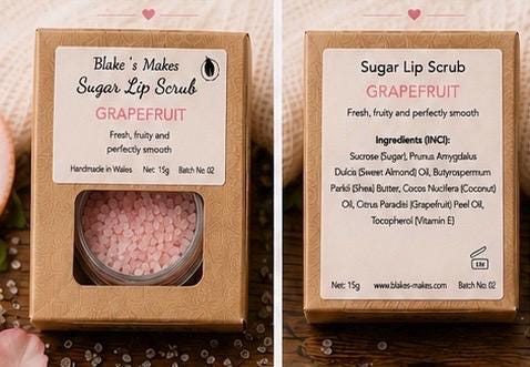 Grapefruit Sugar Lip Scrub – Fruity Lip Exfoliator, Natural Vegan Lip Care, Handmade Gift