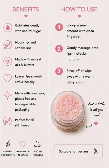 Grapefruit Sugar Lip Scrub – Fruity Lip Exfoliator, Natural Vegan Lip Care, Handmade Gift