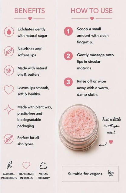 Grapefruit Sugar Lip Scrub – Fruity Lip Exfoliator, Natural Vegan Lip Care, Handmade Gift