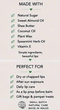 Spearmint Sugar Lip Scrub – Fresh Mint Lip Exfoliator, Vegan Natural Lip Care, 15g Tin