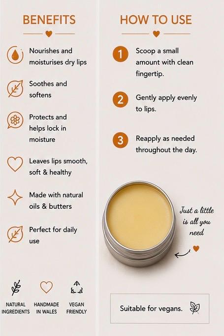 Sweet Orange Lip Balm – Natural Vegan Lip Care, Nourishing Handmade Balm, 30ml Tin