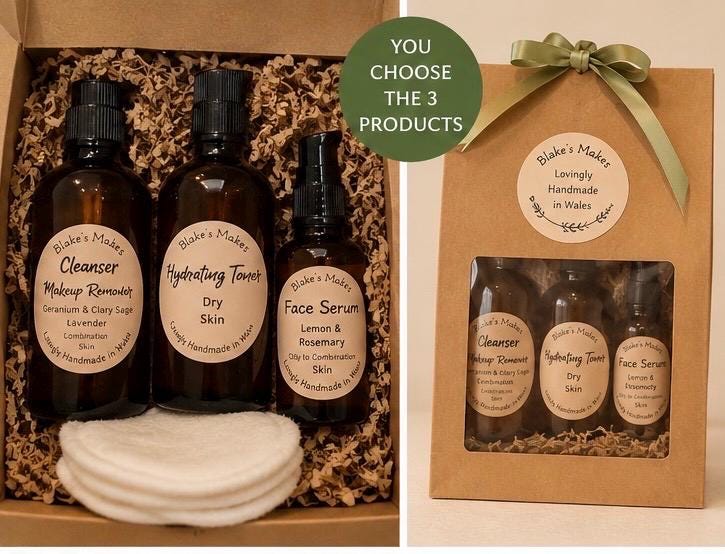 Build Your Own Skincare Gift Bag | Cleanser, Toner & Face Serum | Handmade in Wales