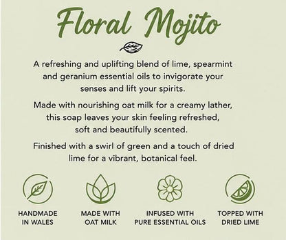 Floral Mojito Handmade Soap | Lime Spearmint Geranium Soap | Handmade in Wales