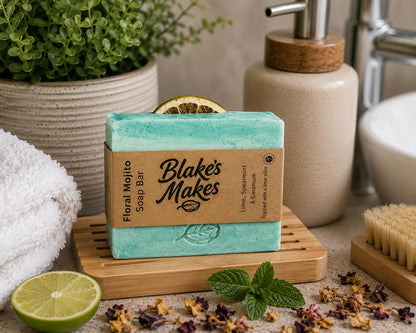 Floral Mojito Handmade Soap | Lime Spearmint Geranium Soap | Handmade in Wales
