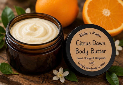 Citrus Dawn Body Butter 90g | Sweet Orange & Bergamot | Essential Oil Body Butter | Vegan Skincare | Handmade in Wales | Gift for Her