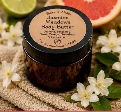 Jasmine Meadows Body Butter 90g | Jasmine Bergamot & Citrus Essential Oils | Vegan Body Butter | Handmade Welsh Skincare Gift