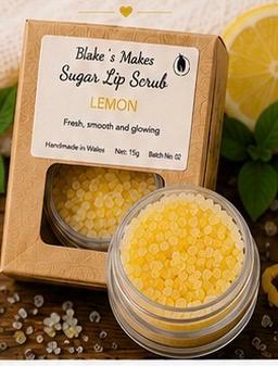 Lemon Sugar Lip Scrub – Zesty Natural Lip Exfoliator, Vegan Lip Care, Handmade in Wales