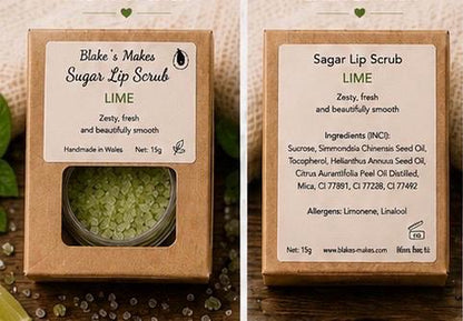 Lime Sugar Lip Scrub – Fresh Citrus Lip Exfoliator, Natural Vegan Lip Care, 15g|