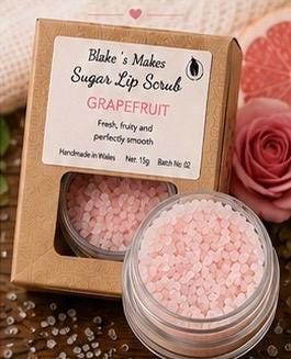 Grapefruit Sugar Lip Scrub – Fruity Lip Exfoliator, Natural Vegan Lip Care, Handmade Gift