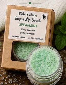 Spearmint Sugar Lip Scrub – Fresh Mint Lip Exfoliator, Vegan Natural Lip Care, 15g Tin