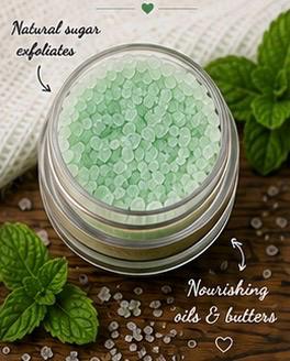 Spearmint Sugar Lip Scrub – Fresh Mint Lip Exfoliator, Vegan Natural Lip Care, 15g Tin