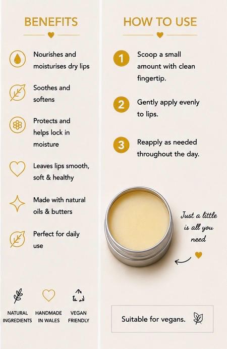 Lemon Lip Balm – Zesty Natural Lip Moisturiser, Vegan Handmade Lip Care, 15ml Tin