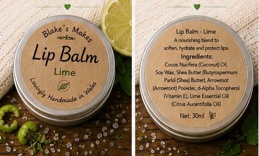 Lime Lip Balm – Fresh Citrus Lip Care, Nourishing Vegan Balm, Handmade in Wales, 15ml