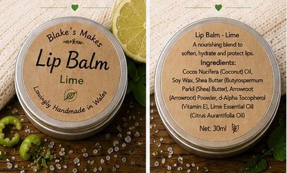 Lime Lip Balm – Fresh Citrus Lip Care, Nourishing Vegan Balm, Handmade in Wales, 15ml
