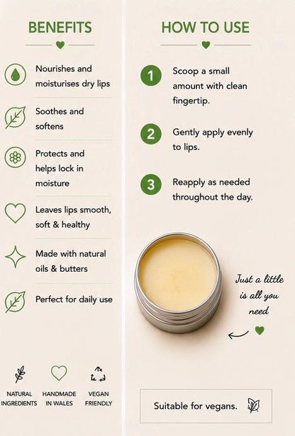 Spearmint Lip Balm – Fresh Mint Lip Care, Nourishing Vegan Balm for Dry Lips, Handmade 15ml Tin